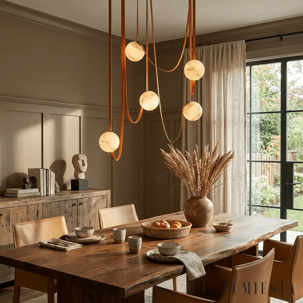 Baiona - alabaster pendant light Ø 203 cm - full view