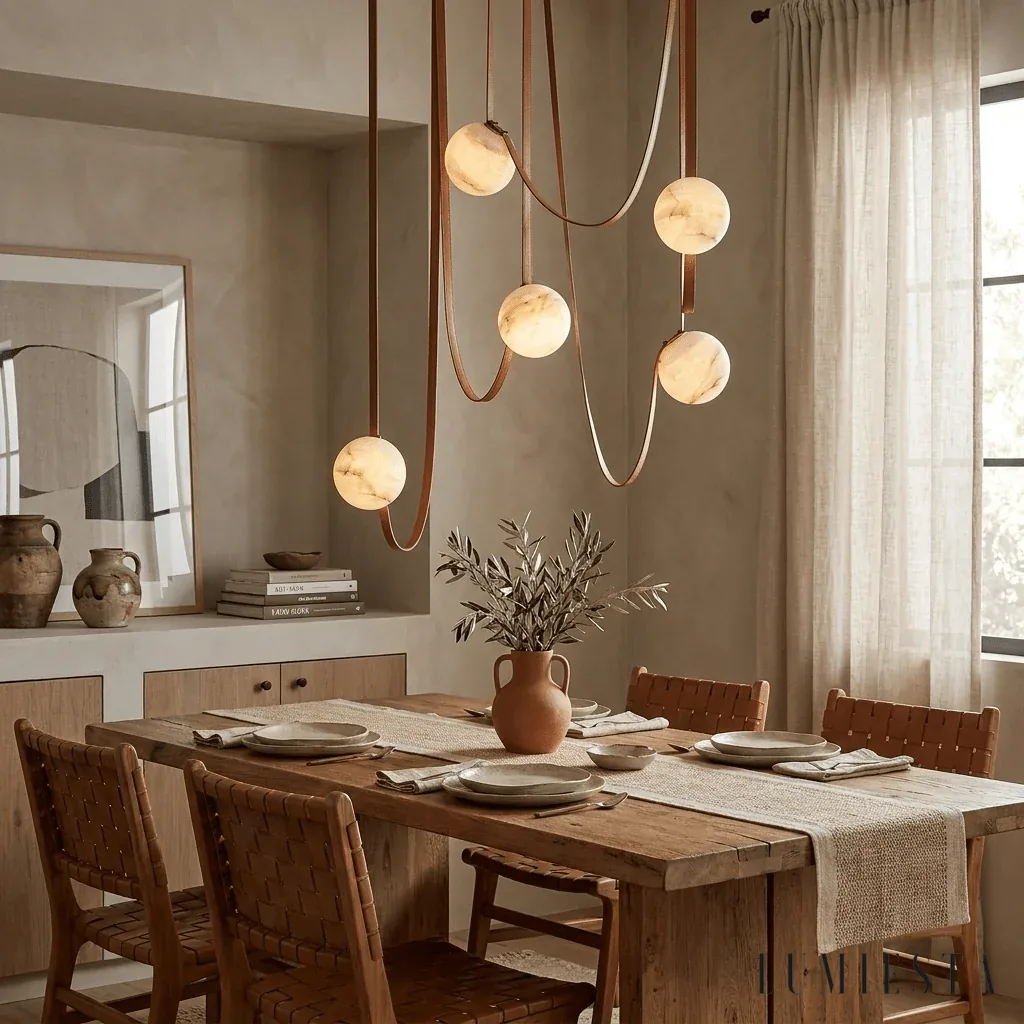 Baiona - alabaster pendant light Ø 203 cm - mounting detail