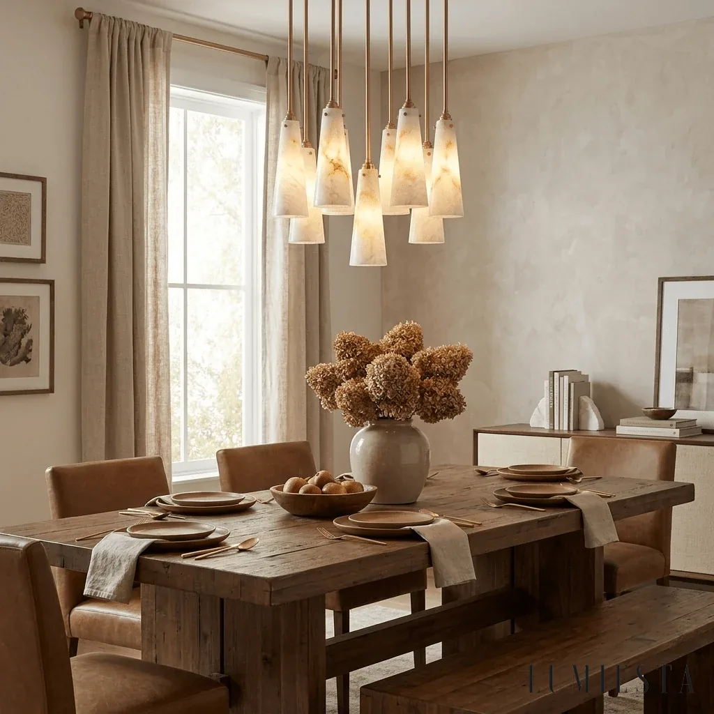 Ubeda - alabaster cluster pendant light - copper and white finish