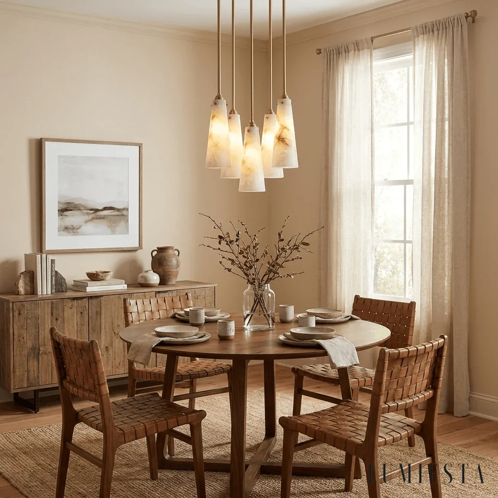 Ubeda - alabaster cluster pendant light - side view