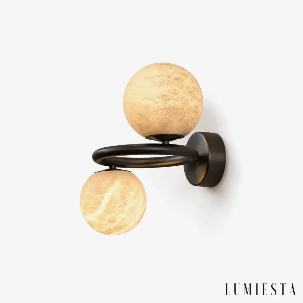 Gordes - alabaster globe wall light - front view