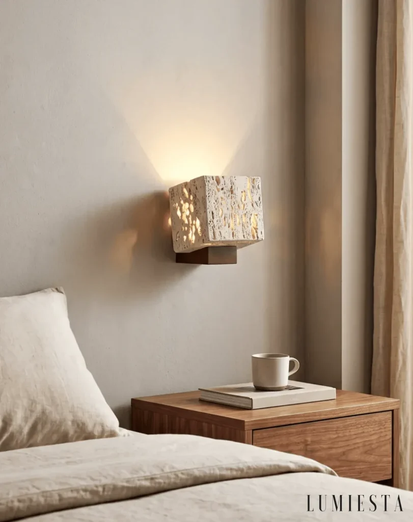 Gubbio - travertine wall light width 14.5 cm - yellow travertine finish
