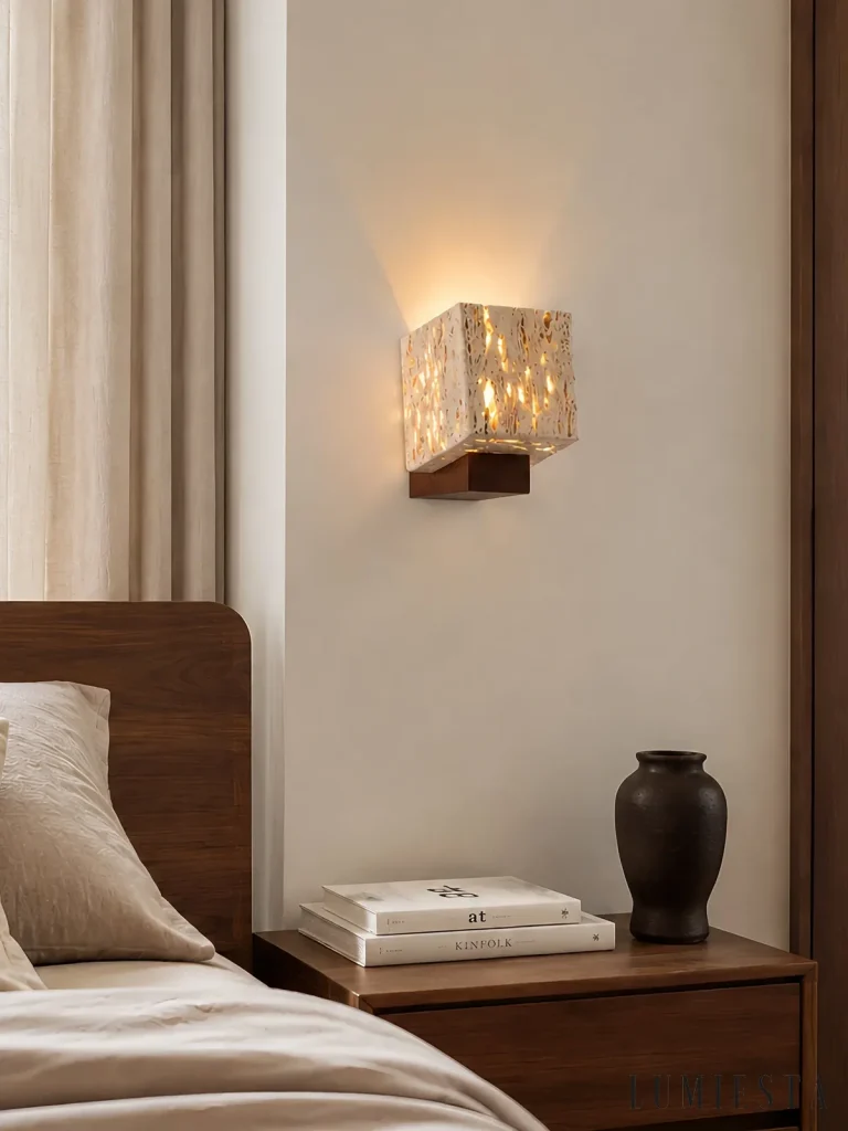 Gubbio - travertine wall light width 14.5 cm - full view