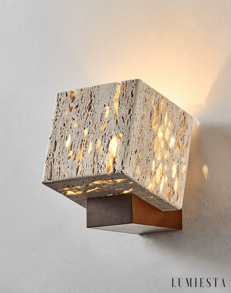 Gubbio - travertine wall light Width 14.5 cm - mounting detail