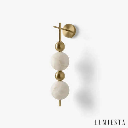 Cudillero - wall light with vertically arranged alabaster globes - front view