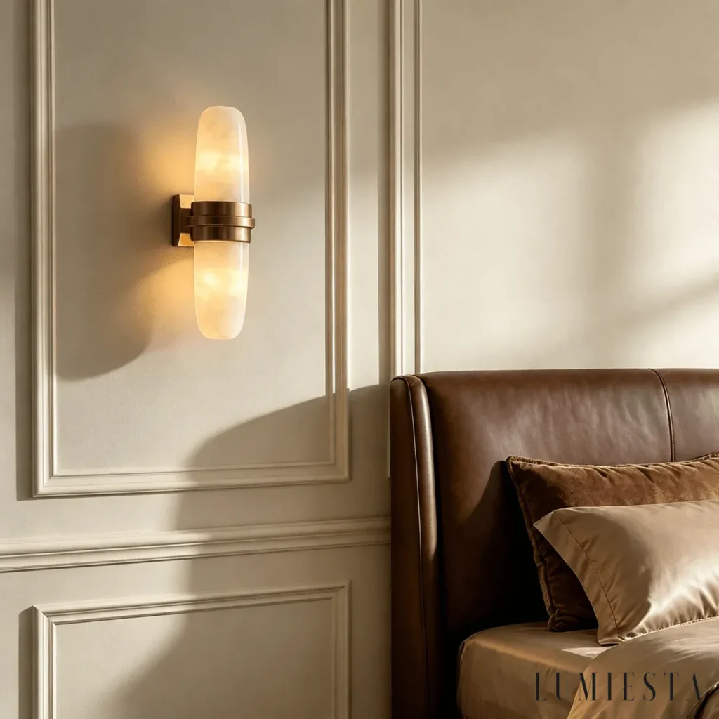 Uzes - kinkiet ścienny alabastrowy tuba - wykończenie brushed nickel