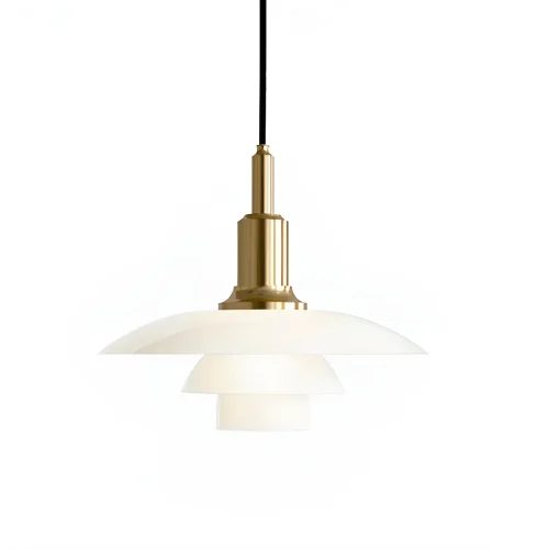 Metalowa lampa wisząca biała dyskowa Poria Ø28 cm, wielowarstwowy profil z boku