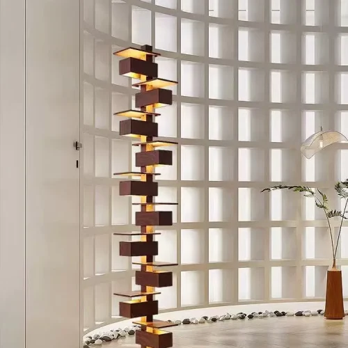 Taliesin - drewniana lampa stojąca orzechowa