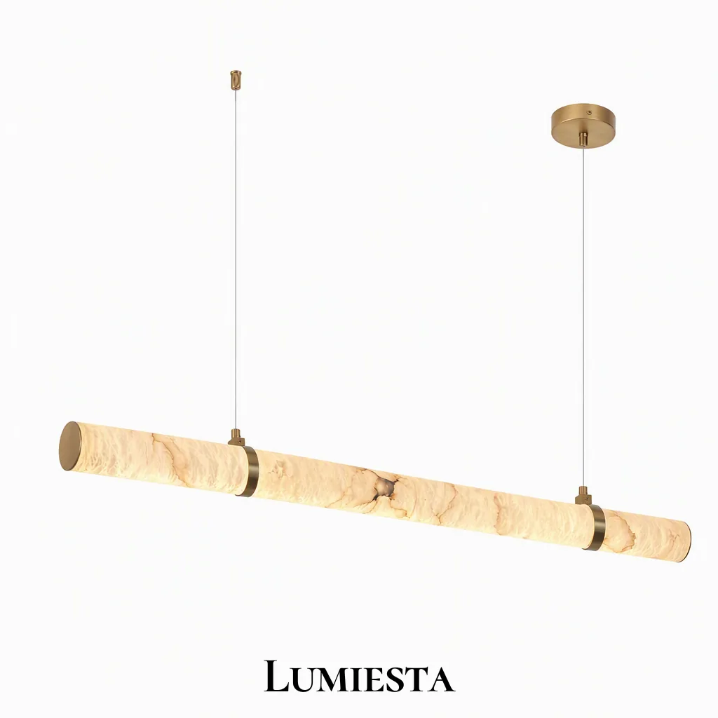 Lumiesta Vena Żyrandol z alabastru podłużna tuba.