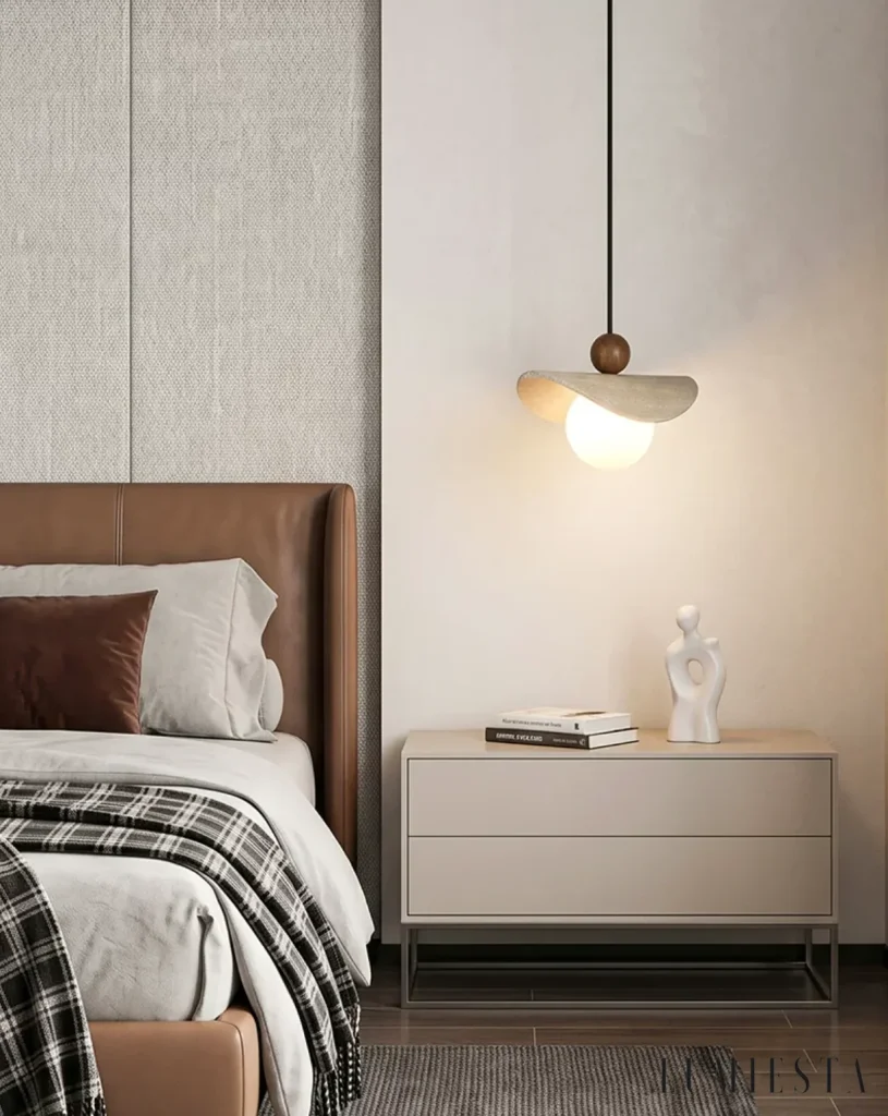 Alatri - lampa wisząca trawertynowa z 3 punktami świetlnymi - widok z boku