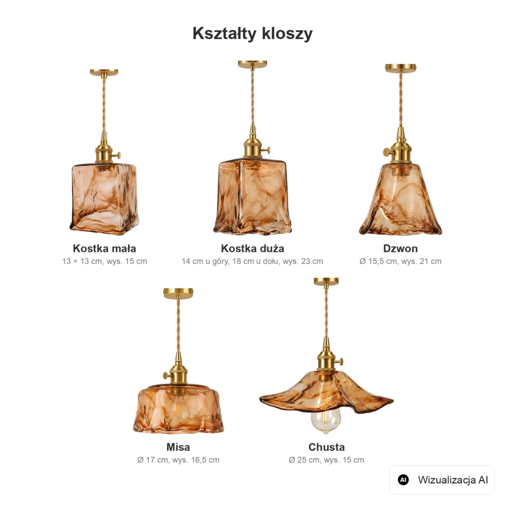 Altare - pięć kształtów kloszy, wizualizacja AI