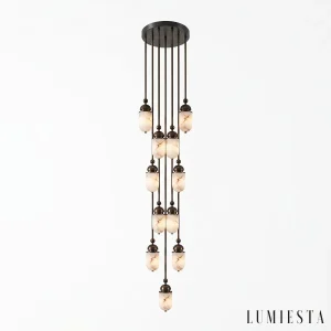 Castellina - lampa wisząca alabastrowa wielopunktowa - widok z przodu