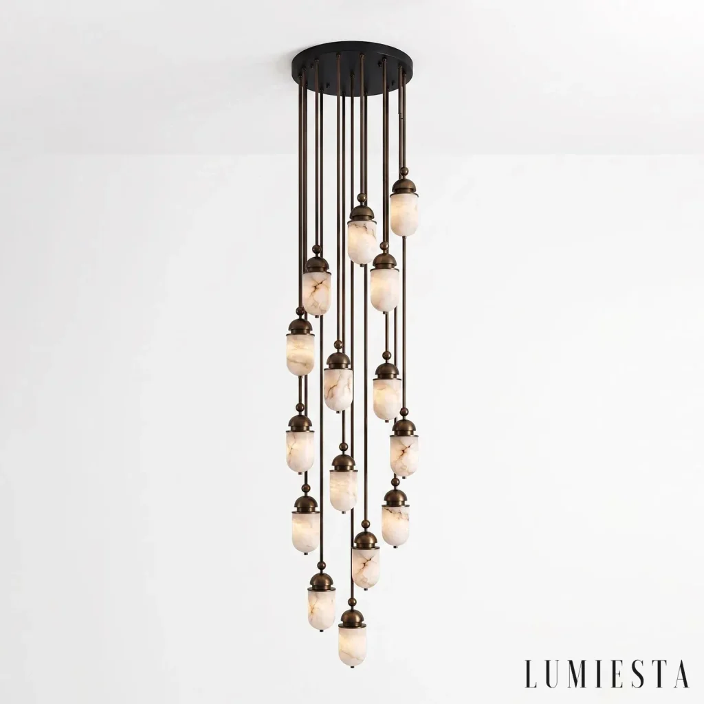 Castellina - lampa wisząca alabastrowa wielopunktowa - widok z boku