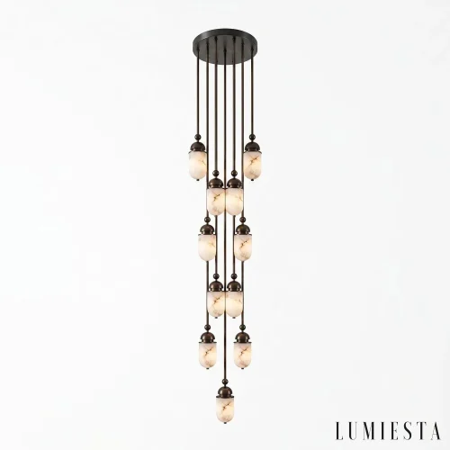 Castellina - lampa wisząca alabastrowa wielopunktowa - widok z przodu
