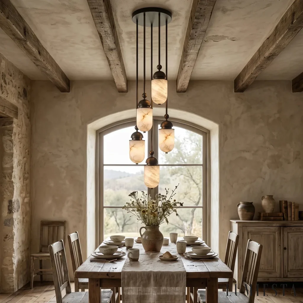 Castellina - lampa wisząca alabastrowa wielopunktowa - widok całej bryły