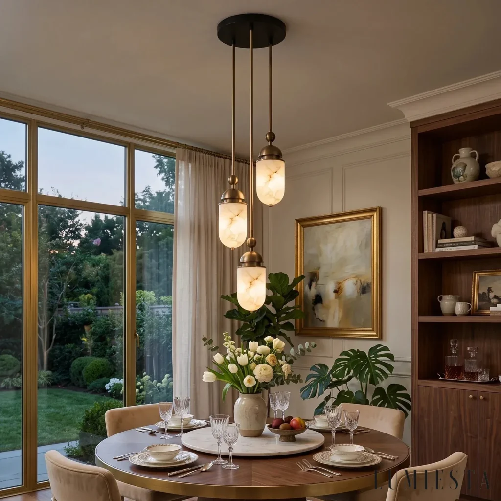 Castellina - lampa wisząca alabastrowa wielopunktowa - w dziennym świetle