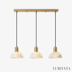 Lamporecchio - lampa wisząca alabastrowa z miedzią, dł. 60 cm - widok z przodu