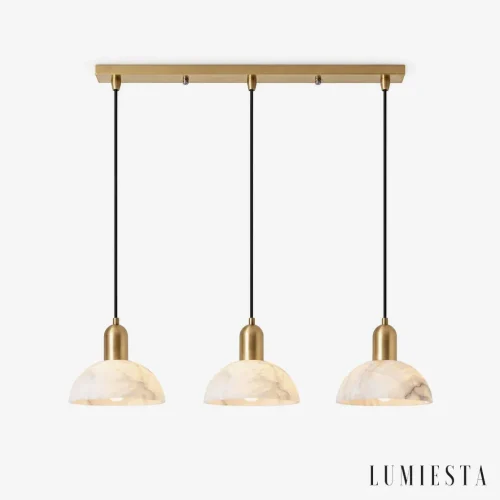Lamporecchio - lampa wisząca alabastrowa z miedzią, dł. 60 cm - widok z przodu
