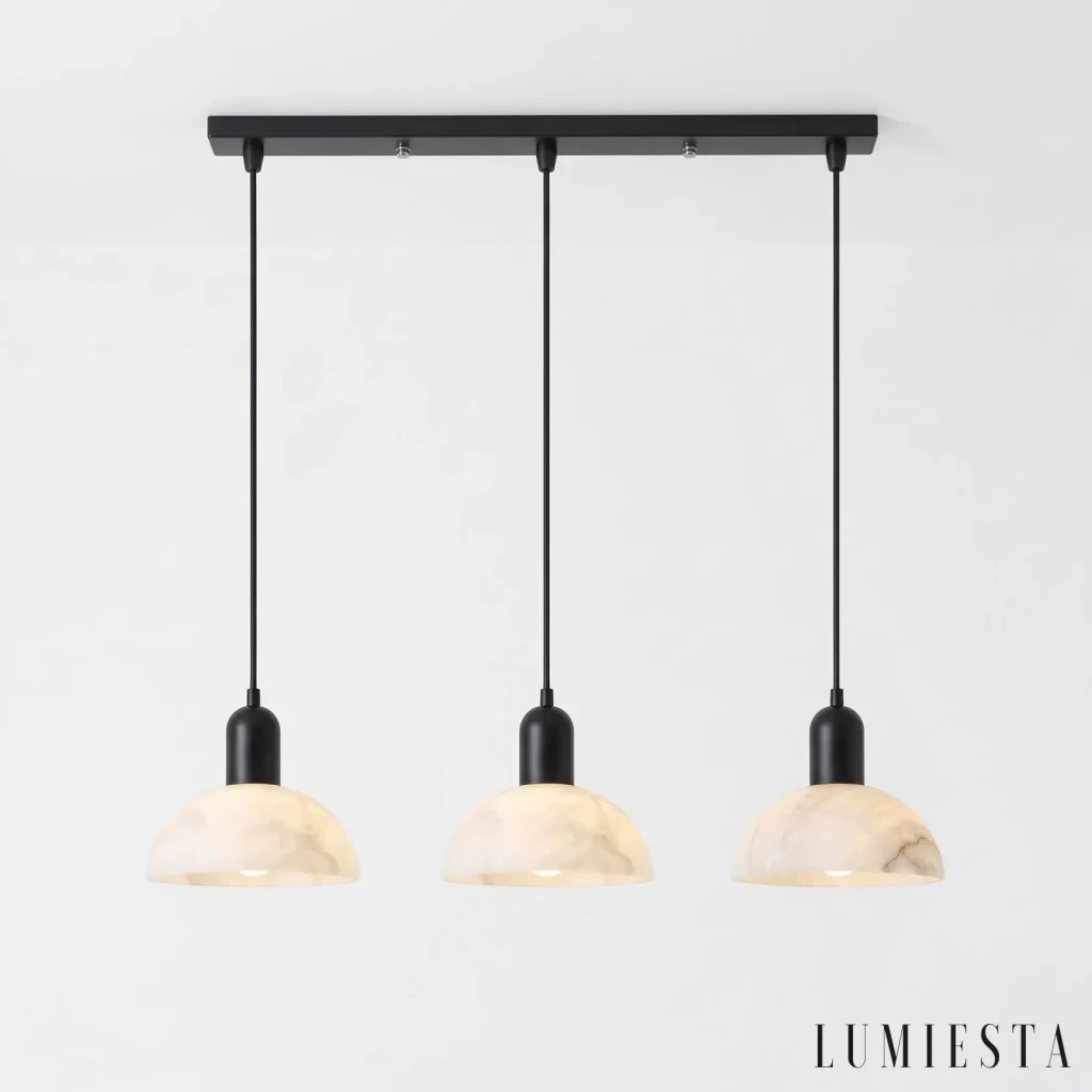 Lamporecchio - lampa wisząca alabastrowa z miedzią, dł. 60 cm - detal montażu