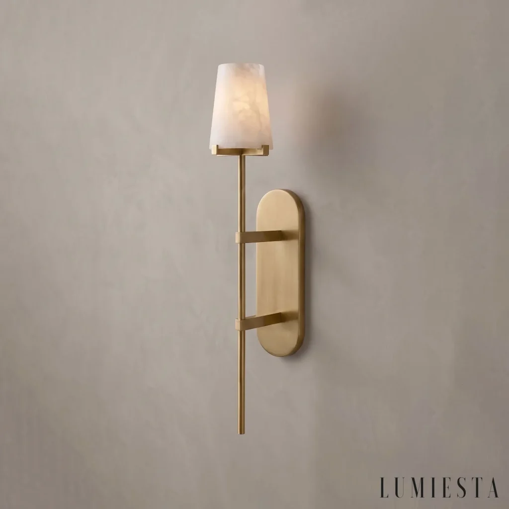 Marciana - kinkiet ścienny alabastrowy z miedzią, wys. 65 cm - detal montażu
