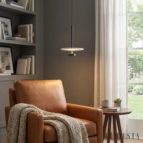 Montaione - lampa wisząca alabastrowa Ø 20 cm - detal materiału - miedź