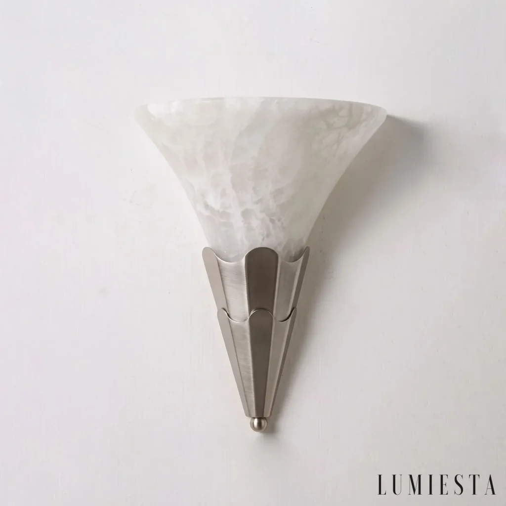 Priego - kinkiet ścienny alabastrowy z miedzią szer. 24 cm - widok z boku