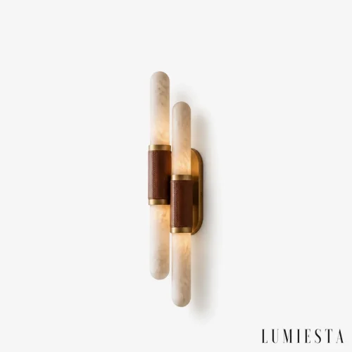 Livorno - alabaster wall light with copper - front view