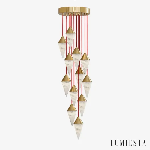Grosseto - cascading alabaster chandelier with faceted shades - front view