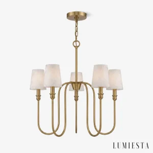 Castagneto - alabaster chandelier with arched arms Ø 76 cm - front view