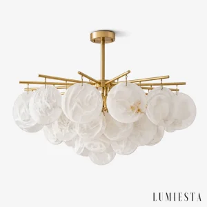 Gavorrano - alabaster chandelier on a copper frame Ø 85 cm - front view