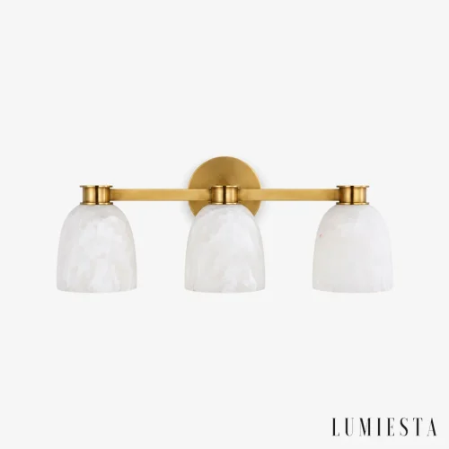 Foiano - alabaster wall light with copper, 62 cm wide - front view
