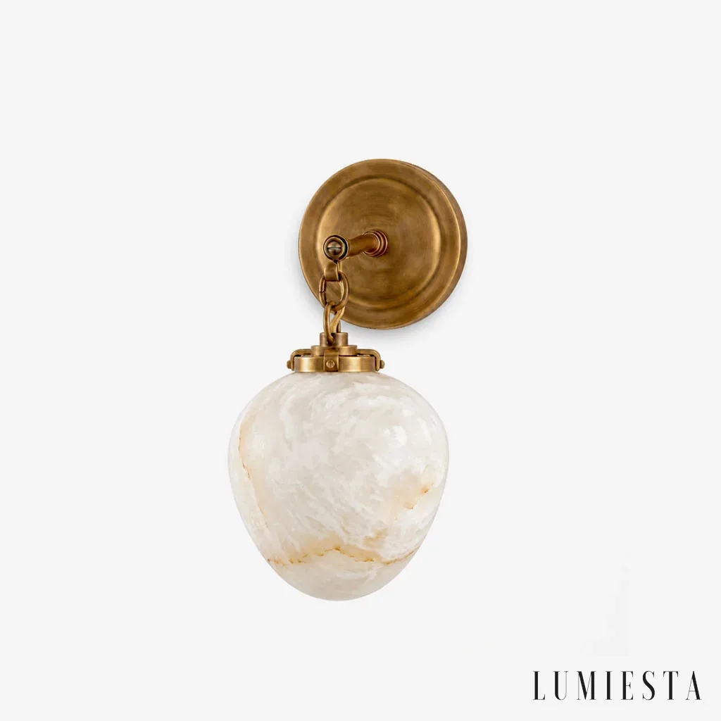 Bagnone - alabaster wall light with copper 16 x 32 cm - front view