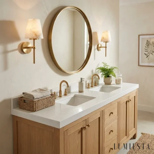 Merida - alabaster wall light with copper, height 36 cm - material detail - copper