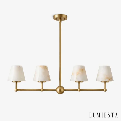 Trujillo - elongated alabaster chandelier 105 cm - front view