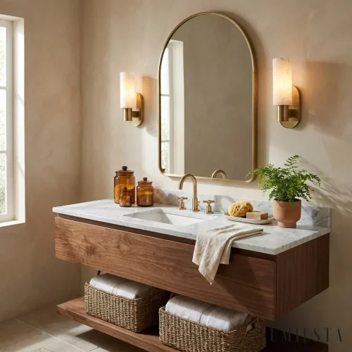 Plasencia - alabaster wall light, 38 cm high - material detail - copper