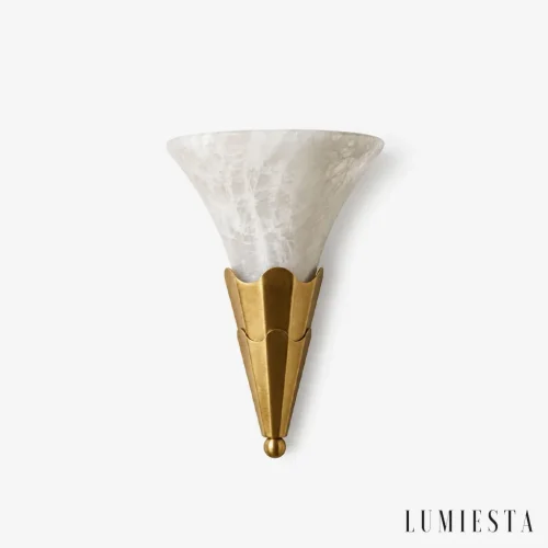 Priego - alabaster wall light with copper, width 24 cm - front view