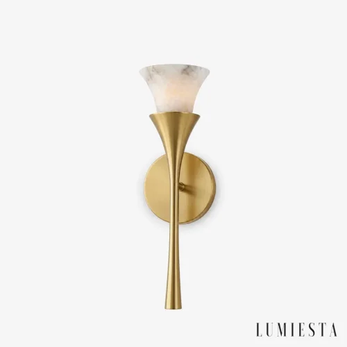 Lucena - alabaster wall light with copper, 41 cm high - front view