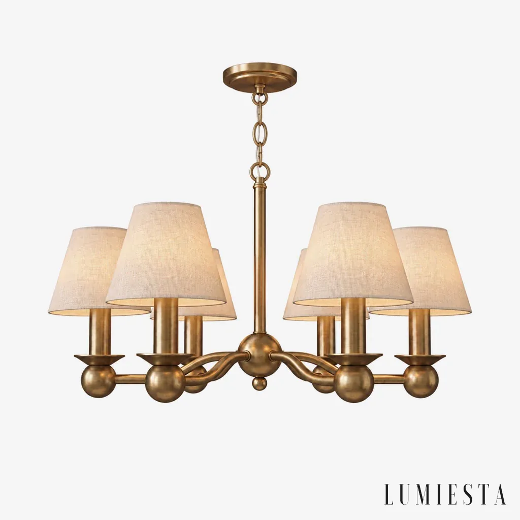 Guadix - copper chandelier with drum shades, 40 cm high - front view