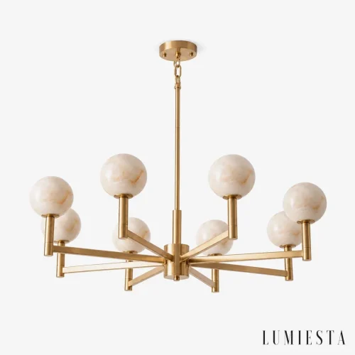 Siguenza - alabaster chandelier with copper, h. 82 cm - front view