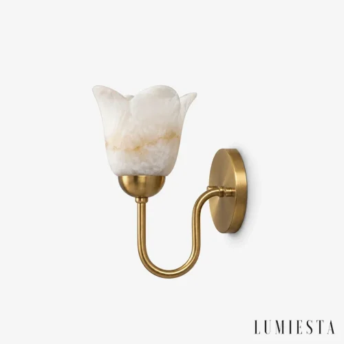 Aranjuez - alabaster wall light with copper, height 28 cm - front view