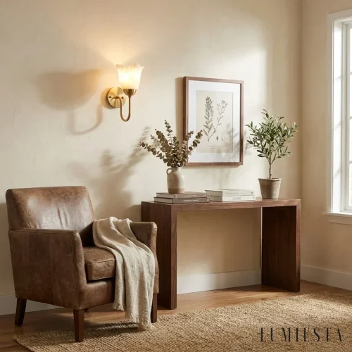 Aranjuez - alabaster wall light with copper, height 28 cm - material detail - copper