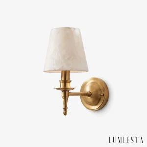 Ayllon - alabaster wall light with copper height 32 cm - front view