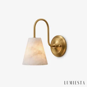 Medinaceli - alabaster wall light with copper, 27 cm high - front view