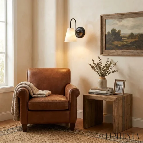 Medinaceli - alabaster wall light with copper, 27 cm high - material detail - copper