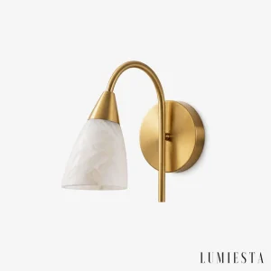 Begur - arc-shaped alabaster wall light, H. 22 cm - front view