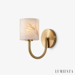 Tossa - alabaster wall light with copper, H 28 cm - front view