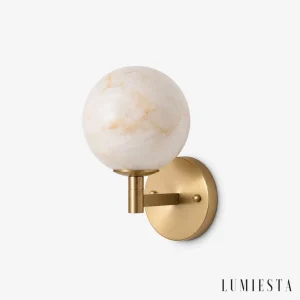 Sitges - alabaster wall light with copper, 18 cm high - front view