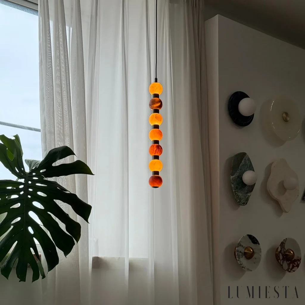 Estremoz - multi-point alabaster pendant lamp - white and brown finish