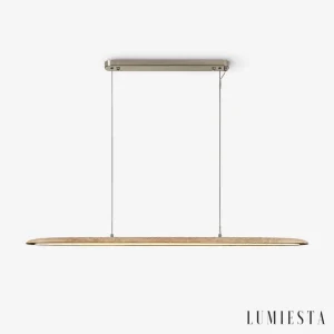 Anagni - travertine linear pendant lamp 80-150 cm - front view