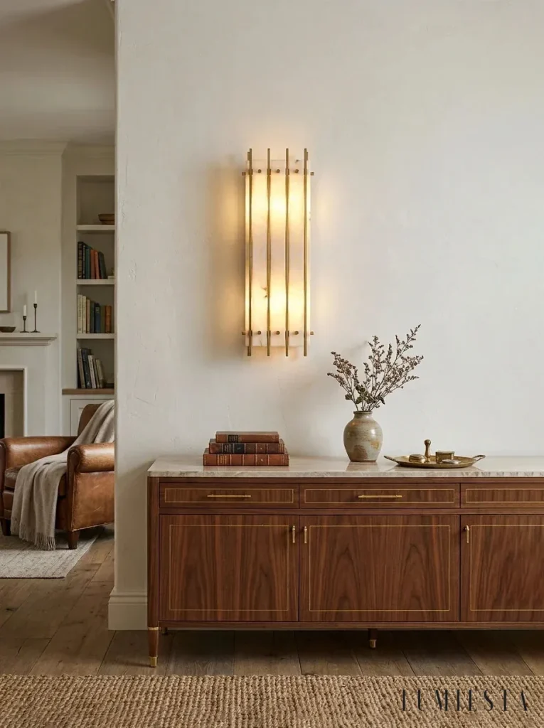 Belmonte - alabaster wall light, height 65 cm - detail of the shade and base